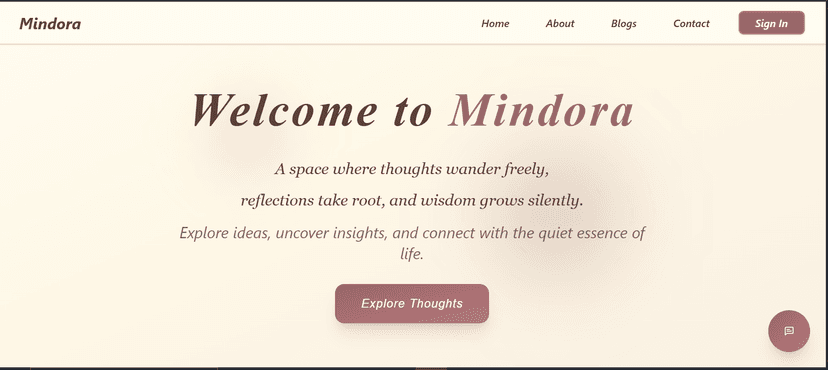 Mindora blog Web app